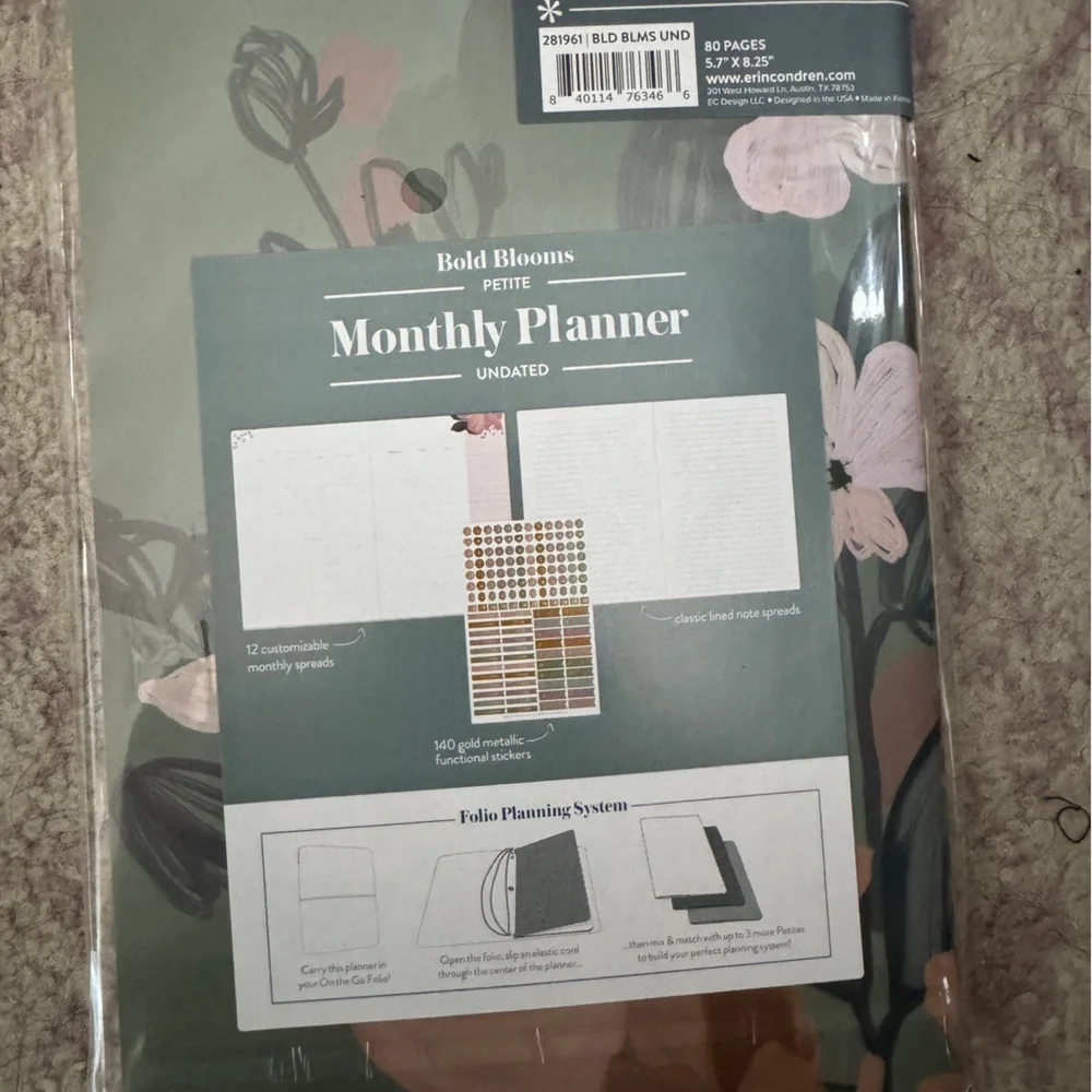 Erin Condren bold blooms monthly undated planner new in packaging